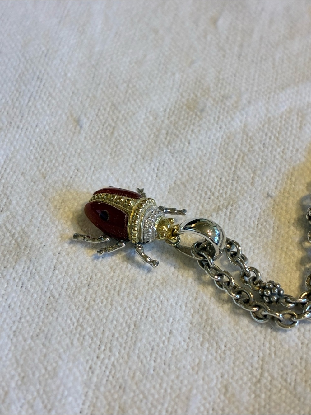 LAGOS Rare Wonders Red Agate Beetle Diamond Pendant Necklace - $1,350 retail